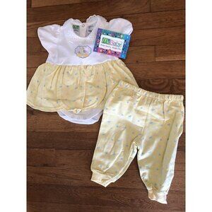 Vintage NWT McBaby Infant Girls 2-Piece Pants Set Yellow Floral NB 0-3 Months